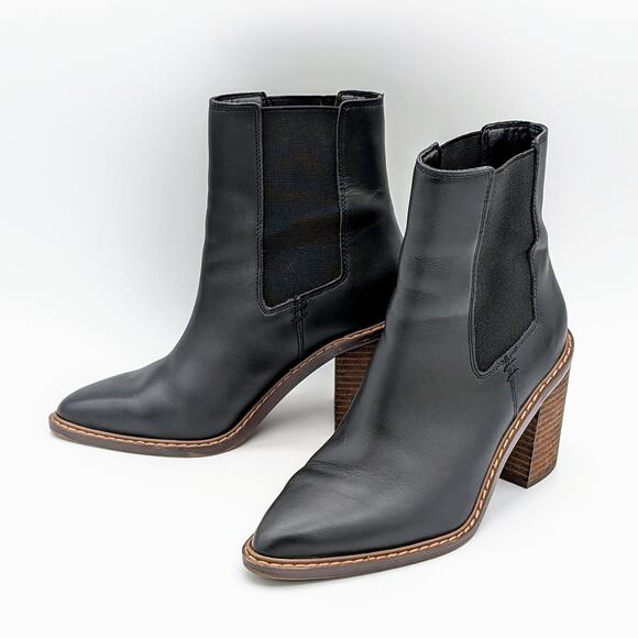 Crown Vintage Pimmy Bootie Womens 7 Black Leather Chelsea Ankle Boots Urban Chic - Picture 1 of 9